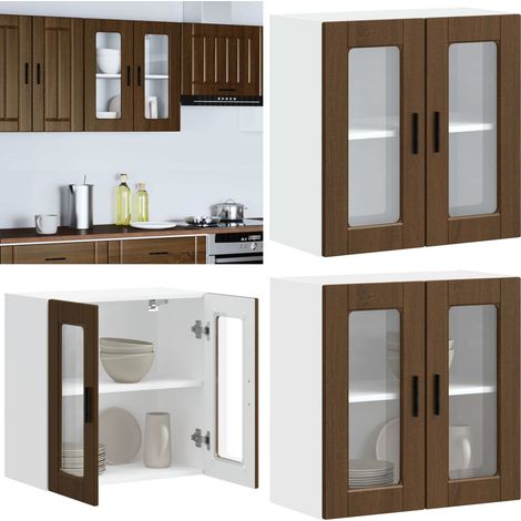 Armario de pared para cocina puerta cristal Porto roble marrón - Armario de pared - Cocina