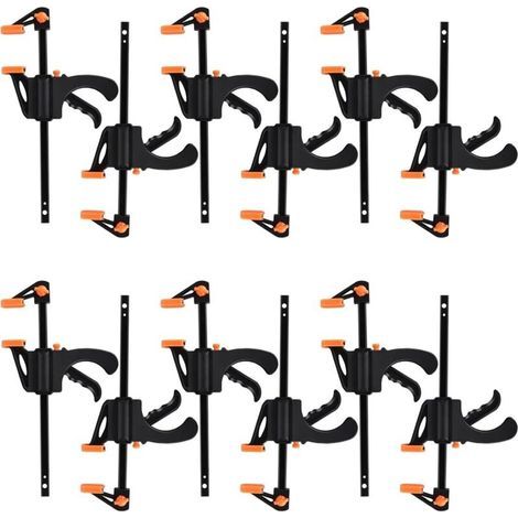 Set of 10 one-handed clamps – Ratcheting table clamp – 11 kg clamping force – 35 to 100 mm clamping range – For hardwood and metal (1/5)