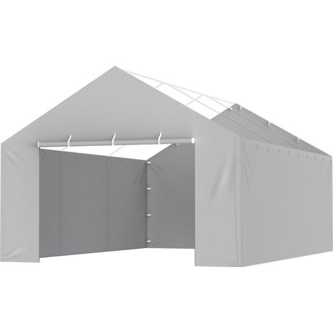 Bâche de remplacement imperméable 13x20 pi pour abri de voiture avec parois latérales et tendeurs élastiques, gris, UV résistant (1/5)