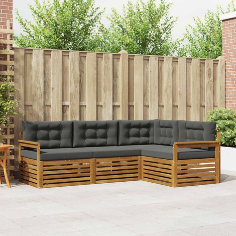 vidaXL Outdoor-Sofagarnitur mit Kissen 4 pcs Natur und Anthrazit (1/5)