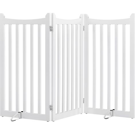Homevive Barrera de Seguridad para Perros Plegable Parque para Perro de Madera151,5x90,5 cm Puerta para Perros Interior Recinto Perro Vallas para Mascotas Blanco
