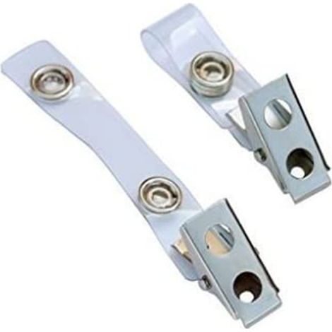 100 clips métalliques pour badges avec sangles transparentes en PVC, adaptateur pour clip de badge d'identification (1/5)