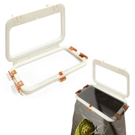 Corbeille à Poubelle Suspendue Cuisine, Support Sac Poubelle Pliable, Adapté aux Armoires de Cuisine avec Bords de 2 cm, meuble poubelle cuisine pour Portes d'Armoire et Rangements (1/5)