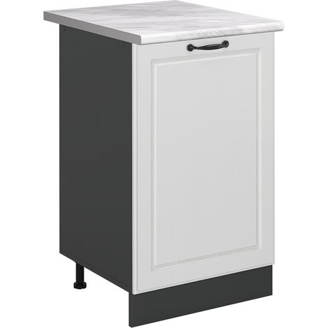 Mobiletto base cucina R-Line, Bianco country/Antracite, 50 cm piano di lavoro Marmo, Vicco (1/5)