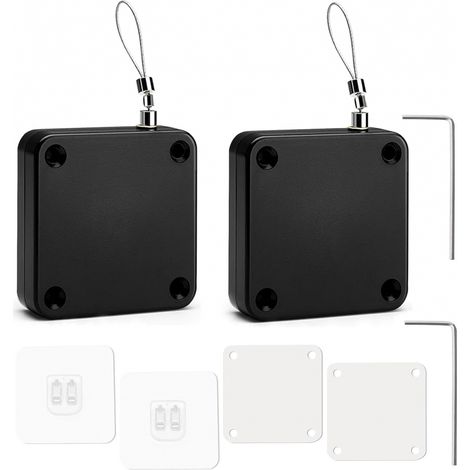 2 Pièces Ferme-Porte Automatique,Domicile Ferme Porte Multifonctionnel,cordon de serrage réglable,Force de traction de 1000g,Noir (1/5)