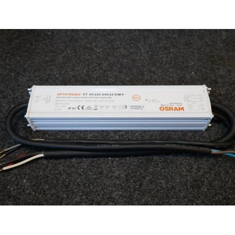 Transfo alimentation LED 220-240V 50-60Hz - 24Vdc 80W dimmable 1-10V 250x50x34mm IP67 Delta Light (1/2)