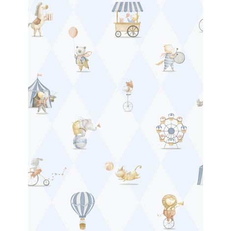 papier peint l'univers du cirque bleu clair et blanc - Sanders & Sanders (1/3)