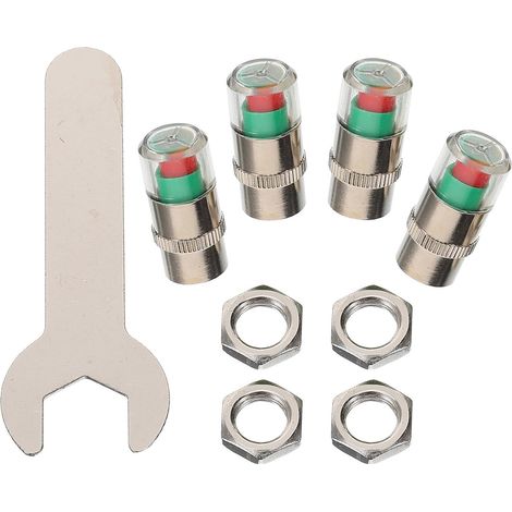 Silver Metal Tire Valve Caps, Practical and Safe, 4-Piece Tool Kit, Automotive Accessories for Monitoring and Anti-Theft Protection (1/5)