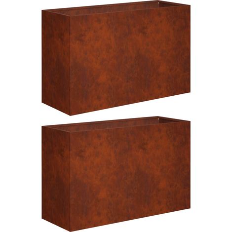 Maison Exclusive - Vaso da giardino 2 pz Ruggine 80 x 30 x 50 cm Acciaio Corten (1/5)