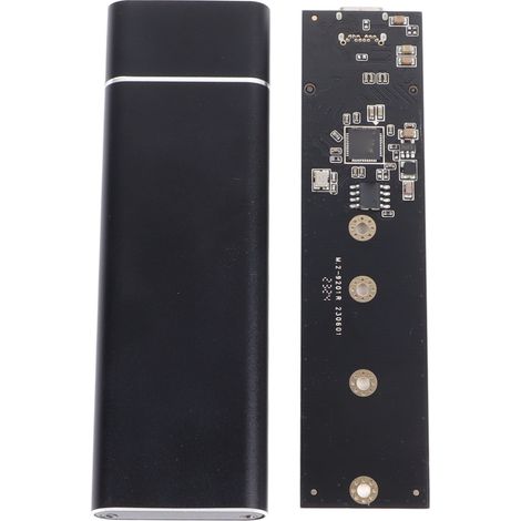 Boîtier SSD M.2 NGFF3.1 en alliage d'aluminium pour disques durs SSD NGFF3.1 (compatibles Windows et Android, noir). (Disque dur non inclus) (1/5)