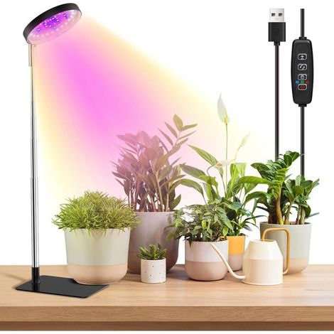Lampe horticole à spectre complet pour plantes d'intérieur, 48 LED, 3 spectres lumineux au choix, autonomie de 3/9/12 heures (1/5)