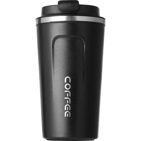 Mug de voyage en acier inoxydable 510 ml - Mug de voiture à double paroi avec couvercle isolant - Mug à café réutilisable et écologique (noir) (1/5)