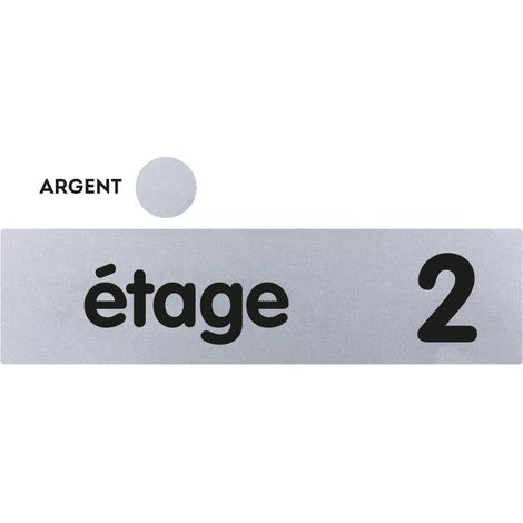 Plaque de porte 2eme étage - Classique argent 170x45mm - 4320540