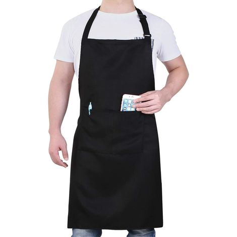 Tablier De Cuisine Pour Homme, Imperméable Et Anti-Taches — Tablier Pour Femme Avec Fermeture Réglable — Tablier Professionnel Unisexe Avec Poches, Idéal Pour Barbecue, Peinture, Coiffure, Jard (1/5)