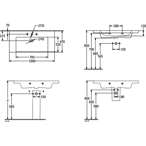 Villeroy & Boch 4A70A601 meuble vasque encastré Subway 3.0 1000x