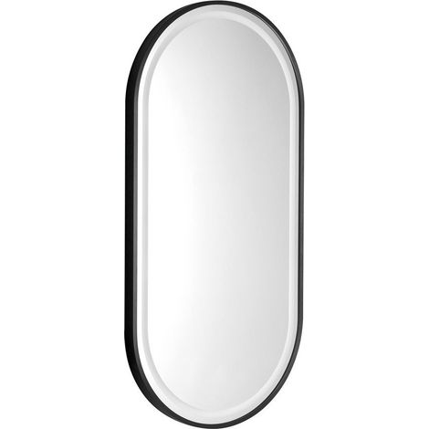 Miroir ovale KAIRA avec éclairage LED 45x90cm, noir mat (1/4)