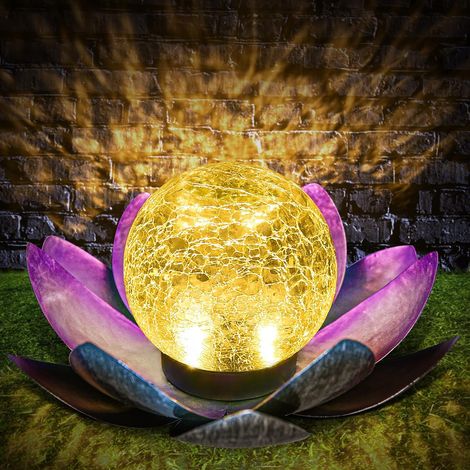 Fleur de Lotus LED Lumineuse, Étanche Lampe Solaire Jardin Lotus Décoratif, Décoration Écologique Jardin Étang, Lampe Solaire d'Extérieur pour Jardin, Pelouse-Violet (1/5)