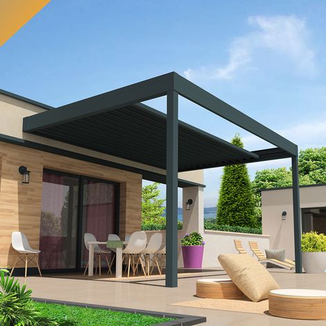 Pergola retrattile HYLIA 4,50x4,109 M Motorizzata a Telecomando (Grigio antracite strutturato RAL7016ST) (1/5)