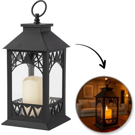 Lanterne décorative LED avec imitation bougie 14 x 30 cm (1/2)