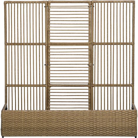 Support pour plantes avec treillis bac rectangulaire inférieur en résine tressée et acier dim. 103L x 29l x 103H cm