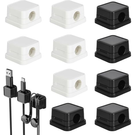 Clips Câble Organisateur Bureau,10 Pièces Organisateur De Câble Avec Auto-Adhésifs,7.5mm Bureau Cable Management,Rangement Sous Bureau,Pour Table De Nuit, Câbles D'alimentation, Bureau (1/5)