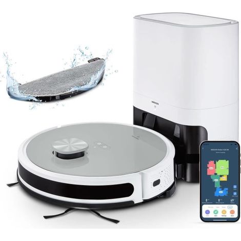 MEDION X21 SW - Robot Aspirateur Laveur avec Station de Vidange - Navigation Laser - Puissance 3000 Pa (1/5)