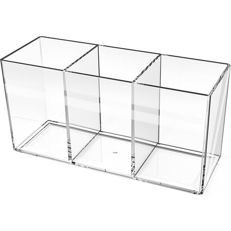 Boîte de rangement en acrylique pour pinceaux de maquillage et cosmétiques  peut également servir à ranger stylos et fournitures de bureau.