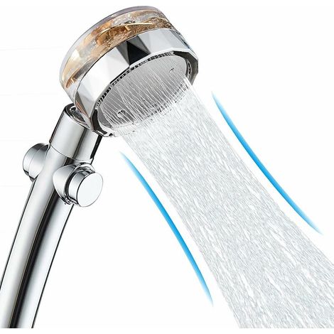 360° Rotating Shower Head, High Pressure Water Saving Shower Head, High Pressure Propeller, Increases Pressure, With Fan and Pause Switch (1/5)