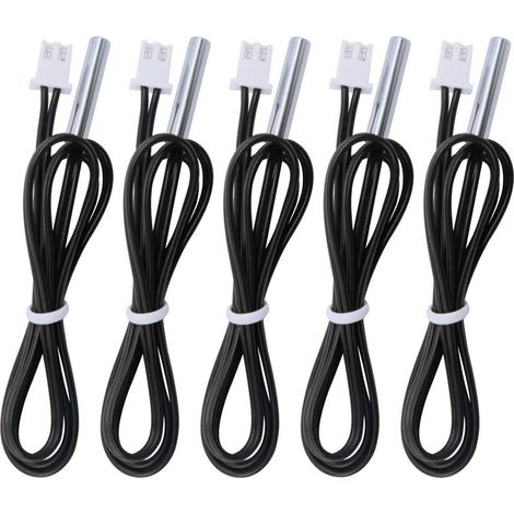 5pcs 10kB B3950 Temperature Probe, -25 to 125 Celsius Temperature Sensor, 0.5 Meter 1.64 Feet Stainless Steel Sensitive NTC Temperature Sensor Probe (1/5)