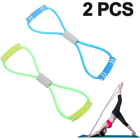 Bande De Resistance - Forme 8 En Caoutchouc Naturel - Pour Yoga Musculation A Domicile - 2 Pieces (1/5)