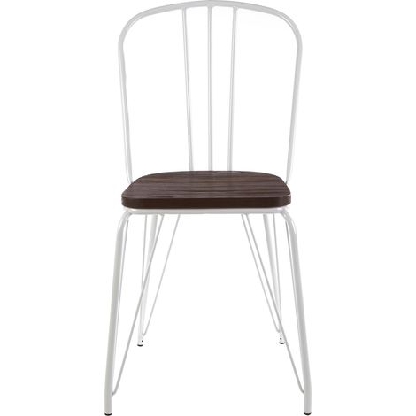 Interiors by Premier White Metal and Elm Wood Arm Chair, Accent Dining Arm Chair, Wooden Living Room Chair for Home, Lounge (1/5)