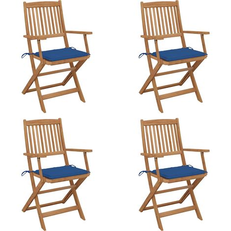 vidaXL Wetterfeste Klappstühle mit Kissen, 4er Set, Akazienholz (1/5)