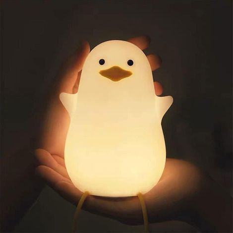 Lampe de chevet petit canard jaune avec support pour smartphone et veilleuse à extinction automatique différée (1/5)
