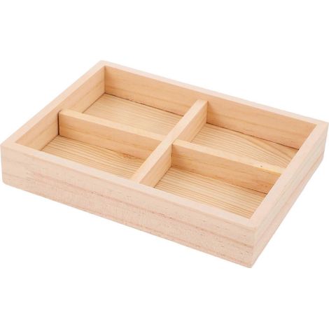 Plateau de rangement pour bijoux en bois brun clair, pour usage domestique. (1/5)