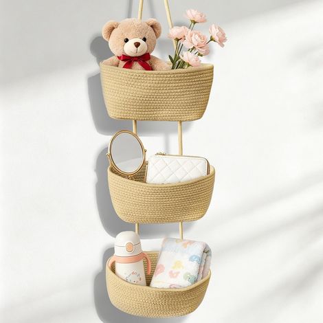 Storage Hammock, 3-Layer Storage Hammock for Stuffed Animals and Toys, Bohemian Style, Hand-Woven Hanging Storage Net, for Baby's Room, Children's Room (1/5)