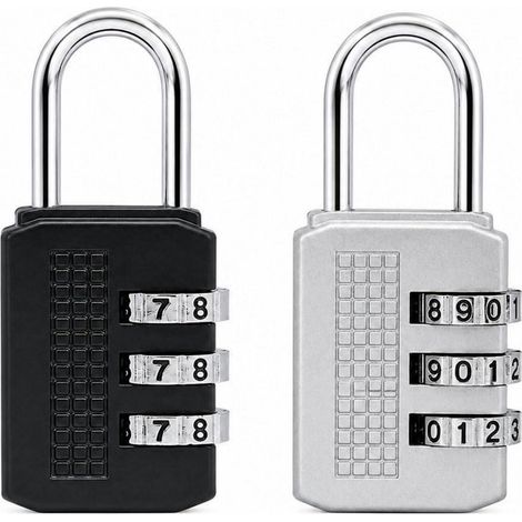 Zahlen-Vorhängeschloss 20mm Zinklegierung 3-stellig für Koffer Rucksack Tasche (2er Set)