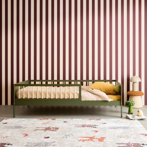 Lit enfant 90 x 190 cm pin naturel sommier à lattes inclus Vert - Elio (1/5)