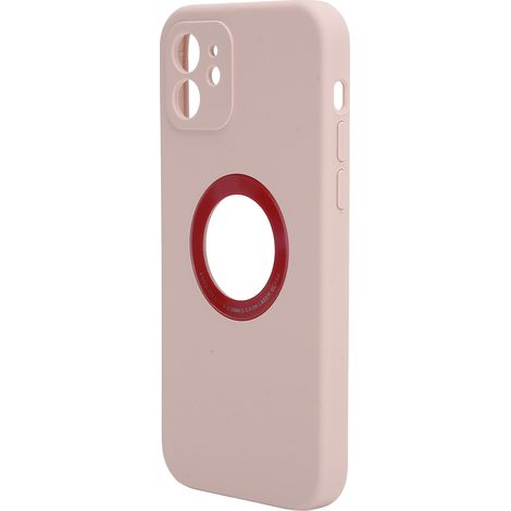 Coque de téléphone en silicone liquide à protection intégrale pour iPhone 12/12 Pro, étanche, rose (1/5)