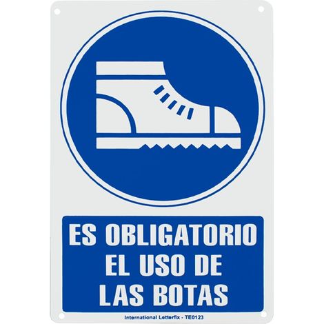 Panneau d'utilisation obligatoire des bottes PVC 30x20 cm haute durabilité BLANC ET BLEU