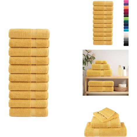 Premium-Handtücher SOLUND 10 Stk. Gold 50x100 cm 600 g/m² - Baumwolle - Handtücher - Badezimmertextilien - Waschbare Handtücher - Goldene Handtücher (1/5)