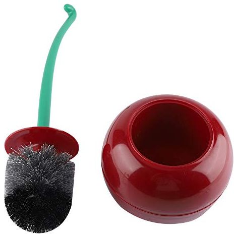 Brosse à Toilette Forme Cerise Rouge Longue Poignée Non Poreuse pour Salle de Bain Nettoyage WC Décoratif (1/5)