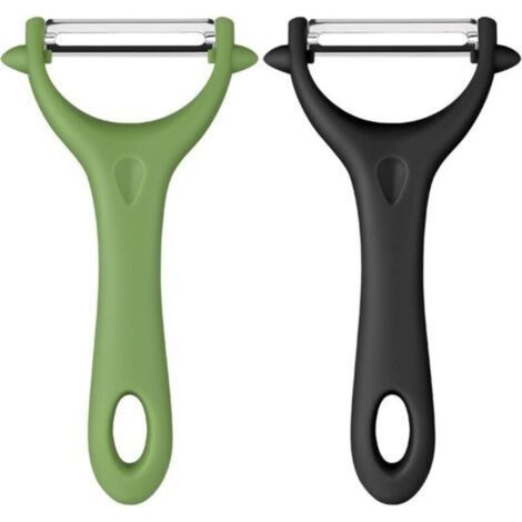 Pelapatate universale, pelapatate manuale in acciaio inox, manico ergonomico, coltello da cucina per pelare verdura e frutta (nero + verde) - Crezuo