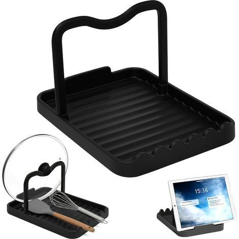Porte-poêle avec repose-cuillère in aluminium noir – Küchenutensilien – Sortiment für Auflauf- und Kochtöpfe (1/4)