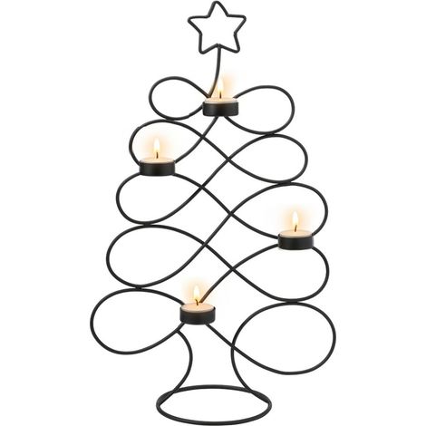 Schwarzer Metall-Kerzenständer, Weihnachtsbaumdekoration, stehend, 49 cm