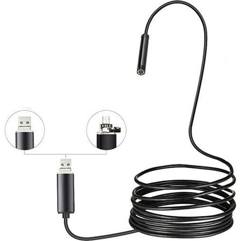 Telecamera Endoscopica 6 LED Tubo Flessibile USB 5 MT Impermeabile Ispezione