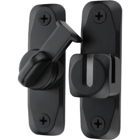 Cerradura para puerta corredera Cerradura para puerta batiente Cerradura móvil de acero inoxidable de 90 grados Cerrojo, negro, acero inoxidable, puertas de baño (1/5)