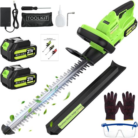Taille-Haies sans Fil 21 V, Lame 50 cm, Écartement de 16 mm, Double Action, Taille-Haies Électrique avec 2 x 4000 mAh Batteries, 800W Moteur, Lame en Acier 70MN4 (1/5)