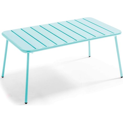 Table basse de jardin acier turquoise 90 x 50 cm - Palavas