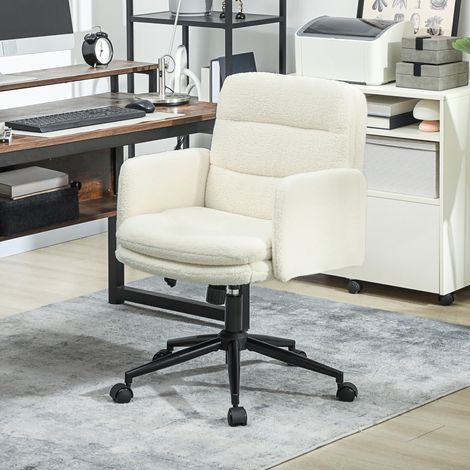 Chaise de bureau, fauteuil de bureau pivotante avec hauteur réglable, fonction de bascule, 61,5 x 65 x 91-101 cm, crème (1/5)