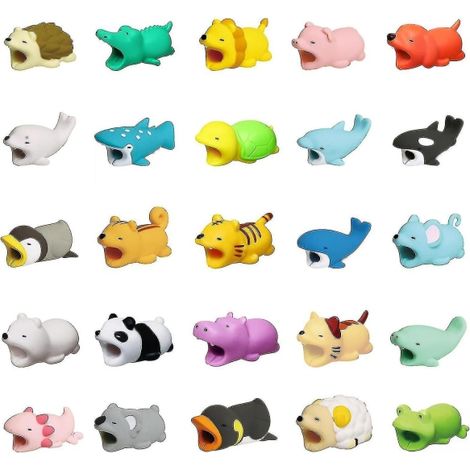 HONORNIC - Étui de protection pour câble de charge de téléphone portable, lot de 25, à motifs animaux aléatoires